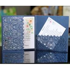Dark Blue New Wedding Card Square Laser Cut Invitation Holiday Blessing Card